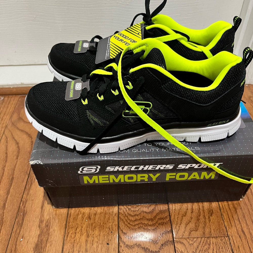 Skechers Flex Advantage Black and Green Shoes